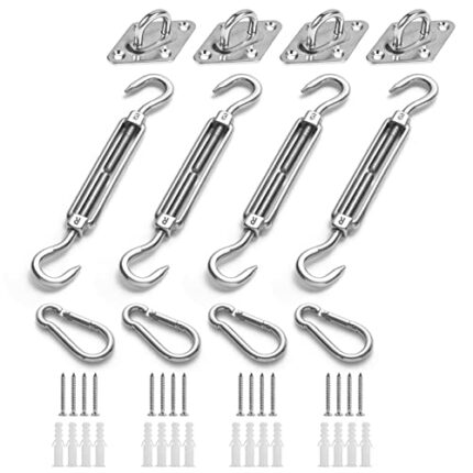 HOMPER Awning Attachment Set, Heavy Duty Sun Shade Sail Stainless Steel Hardware Kit for Garden Triangle and Square, Rectangle, Sun Shade Sail Fi