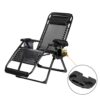 PATIKIL Adjustable Zero Gravity Tray, 2 Pack Medium Size Water Cup Holder Trays Lounge Chair Accessory for Outdoor Camping, Black