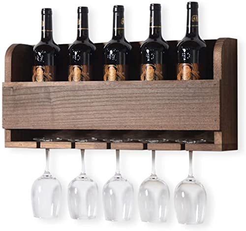 Wall Mounted Wine Rack Cabinet Wood , Rustic Wine Storage Rack Floating Wine Shelf Organizer Hanging Stemware Racks for Bars,Restaurants,Kitchens