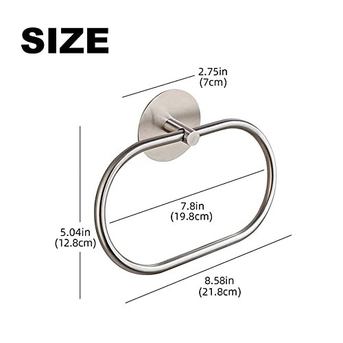 JXINLODGEG Towel Holder, Self Adhesive Towel Ring for Bathroom, SUS 304 Stainless Steel Hand Towel Rail Rack Wall Mounted Towel Hanger for Bathro