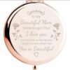 Compact Mirror for Her Inspirational Gifts for Women Friends Engraved Makeup Mirror for Her (Rose Gold)