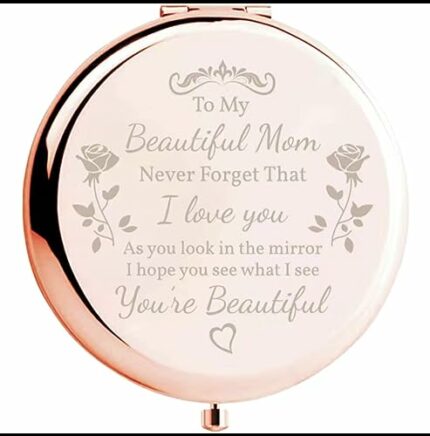 Compact Mirror for Her Inspirational Gifts for Women Friends Engraved Makeup Mirror for Her (Rose Gold)
