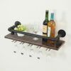 EYLINK Metal Wine Racks Wooden Hanging Wine Glass Rack Wall Mounted Wine Champagne Glass Goblets Stemware Rack Holder Organizer for Home Bars, Ho