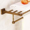 HIGOH Towel Racks, Bathroom Towel Rack Wall Mounted Towel Holder,Bathroom Accessories,Brass Antique Bronze Carved Square Bath Hardware,Towel Rack