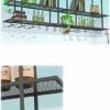 EMISOO Hanging Ceiling Shelf Hanging Wine Rack with Glass Holder and Shelf, Metal Ceiling Bar Wine Glass Rack, 2-Layer Industrial Wall Mounted Wi