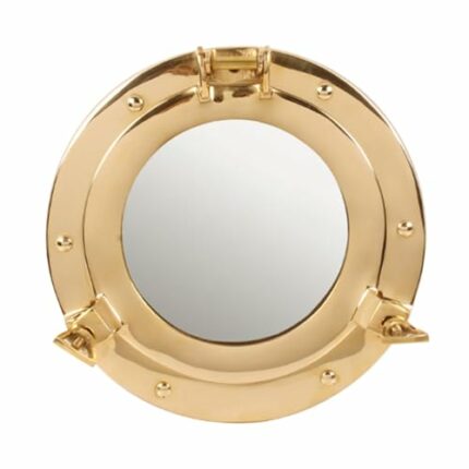 Handcrafted Trading Co. Solid Brass Porthole Mirror 9 inches, Porthole Window, Nautical Ships Porthole for Home and Maritime Decor