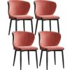 Kitchen Dining Room Furniture Chairs Fabric with Backrest Soft Padded Seat Dining Chair Set Of 4 with Black Metal Legs for Office Lounge Dining K