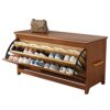 3-Tier Shoe Rack Bench Solid Wood Shoe Organizer with Shelves And Drawer Storage, Indoor Storage Chest, Bed End Stool for Entryway, Hallway, Livi
