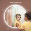 Round LED Lighted Bathroom Mirror, Touch Switch Control, Anti-Fog Function, IP44 Waterproof, Wall Mounted Backlit Lighted Makeup Vanity Mirror Ov