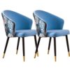 Kitchen Dining Room Furniture Chairs Velvet Dining Chair Set Of 2 Retro Kitchen Dining Room Chairs with Metal Legs Velvet Seat and Embroidery Bac