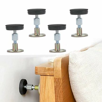 Dulau 4 Pcs Adjustable Threaded Bed Frame Anti-Shake Tool, Headboard Stoppers Bedside Anti Shake Telescopic Support Stabilizer, Bedside collision