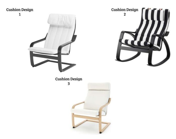 Vinylla Armchair Replacement Cover Made for Ikea Poang Chair (Cushion Design 2, Polyester - Yellow)