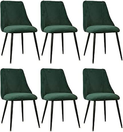 Set Of 6 Kitchen Living Room Chairs Velvet Seat and Backrests Makeup Chair Metal Legs Lounge Dining Chairs (Color : Green)