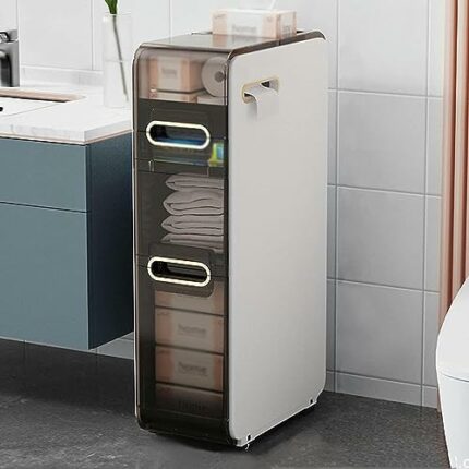 OPSREY Bathroom Storage Cabinet for Small Spaces, Storage Cabinet for Skinny Bathroom Storage Corner Floor, Slim Toilet Paper Storage Cabinet