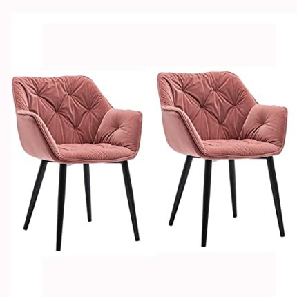 Modern Kitchen Dining Room Chairs Kitchen Dining Chairs Set Of 2 Velvet Seat and Backrests for Office Lounge Dining Kitchen Bedroom (Color : Pink