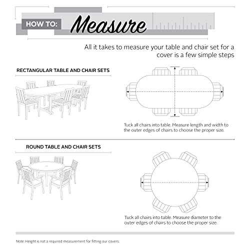 Classic Accessories Veranda Rect/Oval Garden Table & Chair Set Cover W/Umbrella Hole, Pebble/Bark/Earth (223cm, Medium)