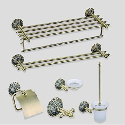 SMLJLQ Antique bathroom rack kit, towel rack rack, toilet paper towel rack, toilet brush