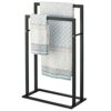 mDesign Towel Holder — 2-Bar Towel Rail for Bathroom Storage and Organisation — Freestanding Towel Rack for Bath, Hand and Face Towels — Matte Bl