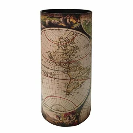 Rebecca Mobili Decorative Umbrella Stand, Walking Stick Holder, Mdf Canvas, Vintage Style, Colored, Round, Gift Idea - Measures: 50x20x20 (HxWxD)