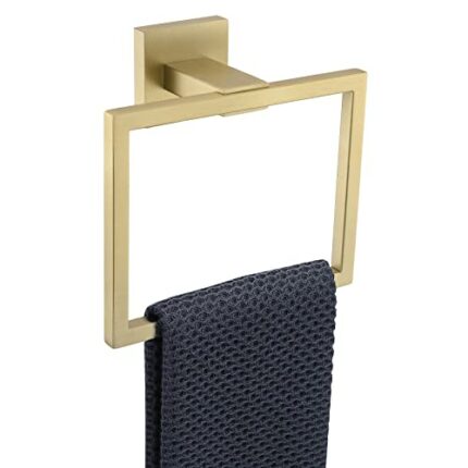 TURS Towel Rail Polish Black Towel Ring SUS 304 Stainless Steel Wall Mounted Black White Gold Chrome Polished Finish Bathroom (Brass)