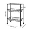 YXBDN 3 Tier Kitchen Trolley Rolling Storage Cart Serving Trolley With Handle Black Iron Bathroom Shelf
