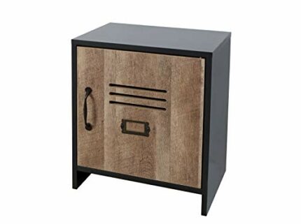 House & Homestyle Wood Effect Single Door Bedside Cabinet, Engineered, Black/Brown