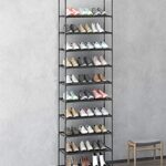 AkoaDa 10 Tiers Shoe Rack, Tall Narrow Versatile Shoe Rack for Living Room Bedroom Kitchen (Black)