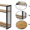 7RiversART 3-Tier New & Improved Wall Mounted Wine Rack Anti-Rust Durable Space Saving Multifunctional Storage with Glass Holder Wood Shelf