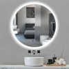 600X600mm Round Illuminated LED Light Bathroom Mirror Backlit with Sensor Touch Control,Dustproof Anti-Fog, 3 Colors, Warm White/Neutral/Cool Whi