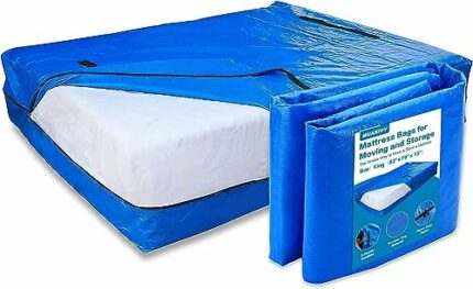 MUAKIOY King Mattress Bags for Moving and Storage, Extra Thick Reusable Mattress Protector Cover with 8 Handles and Strong Zipper for Short-Term