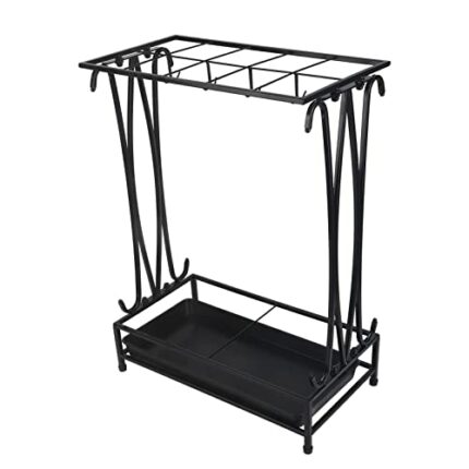 Les-Theresa Umbrella Holder Stand,Umbrella Rack Stand, Umbrella Storage Rack Iron with Drip Tray 10 Holes 8 Hooks Umbrella Rack Stand for Home Ho