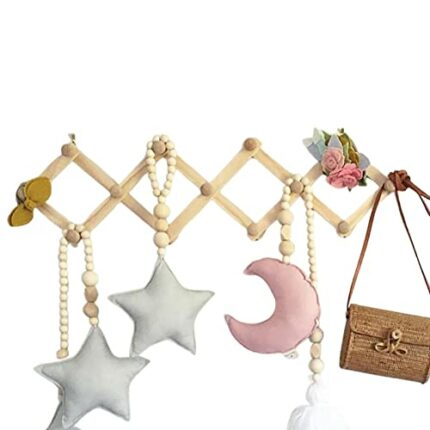 Dificato Wall Mounted Coat Rack Accordion Style - Expanding Coffee Mug Rack | Wood Coat Hooks Coat Hanger for Door, Wall, Door Entrance, Living R
