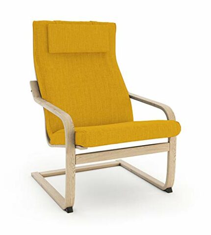 Vinylla Armchair Replacement Cover Made for Ikea Poang Chair (Cushion Design 2, Polyester - Yellow)