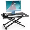 Fenge Standing Desk for Laptop 65×40cm Desktop Sit to Stand Up Desk Conventer Portable Height Adjustable Desk Riser, Oak