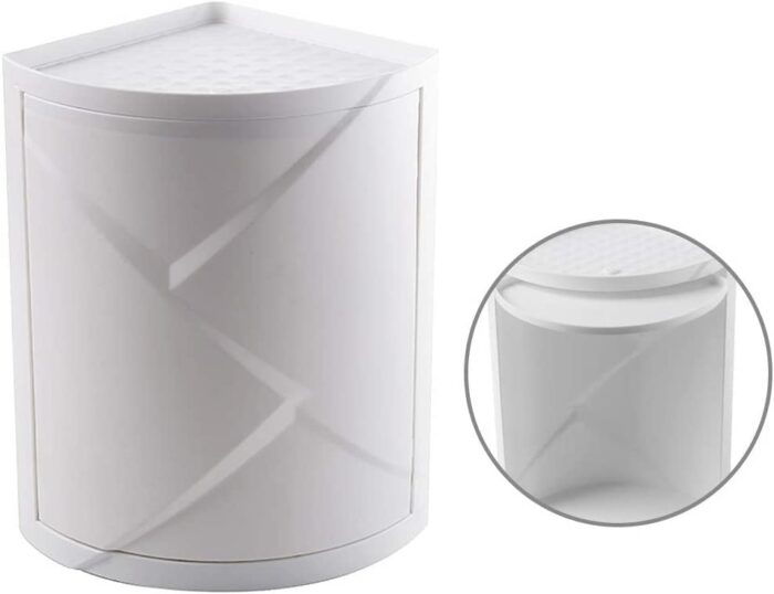 bretoes Multifunction Bathroom Kitchen Corner Locker Cosmetic Storage Rack Cabinet Storage Shelf Rotating Triangle Shelf (Single Layer)