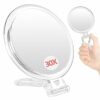 HERBYD Magnifying Mirror 30x with Handle, 1X/30X Hand Mirror Travel Mirror with Double-Sided, Foldable Hand Held Mirror, Hanging Beauty Vanity Mi