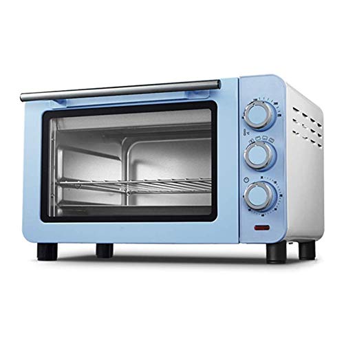 Oven Automatic Mini Oven Electric with 60 Minute Timer Including Baking Tray and Anti-Scalding Gloves 1200w Cooking Power 15L Capacity Blue Pink