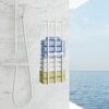 Wall Mounted Towel Rack, Stainless Steel Bathroom Towel Holder with 3 Bar Rail Rolled Tower Rack Storage Organizer Metal Washcloths Shelf for Rol