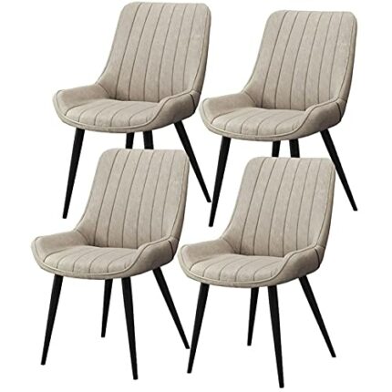 Kitchen Dining Room Furniture Chairs Dining Chairs Set Of 4 Kitchen Chairs with PU Cushion Seat Back Modern Mid Century Living Room Side Chairs w