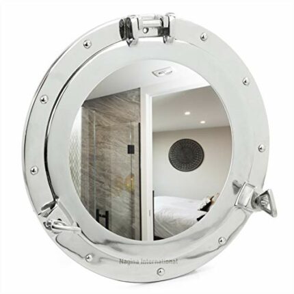 Winery Finery Ships Porthole Mirror in Polished Aluminium - 2 Sizes Silver Metal Nautical Sailing (Large)