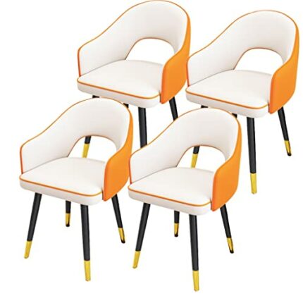 Kitchen Dining Room Furniture Chairs Dining Chairs Set Of 4 Water Proof Leather Kitchen Chairs with Carbon Steel Legs High Back Padded Soft Seat