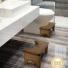 AkoaDa Toilet Stool, Bamboo Toilet Stool, Bathroom Toilet Stool, 35 Degree Heavy Duty C Shaped Stool Bathroom Accessories Foot Stool