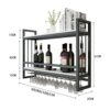 EYLINK Black Wine Rack Wall Mounted Wine Bottle Holder ，Iron Champagne Stemware Glasses Storage Shelf Kitchen Metal Floating Organizer Shelves Wi