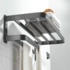 HIGOH Towel Rack High-Grade Gray Space Aluminum Alloy Towel Rack, Bath Towel Holder, Bathroom Light Bathroom Hardware