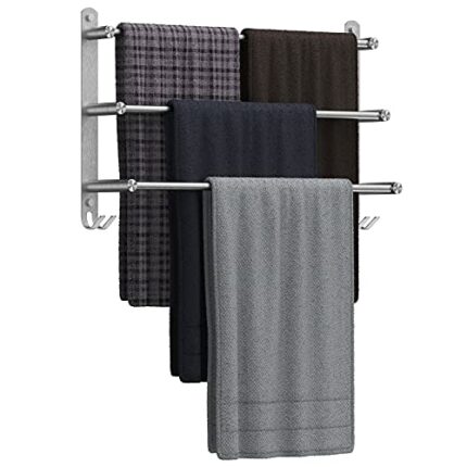 Towel Rail Bathroom Wall Mounted 304 Stainless Steel Brushed Bath Towel Holder 60 cm Towel Rail 3-Ply Bath Towel Rail Towel Rail for Bathroom Kit