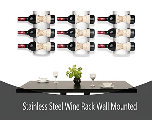 Cokritsm Wall Wine Rack, Stainless Steel Wine Rack Wall Mounted, 3 Bottles Wall-Mounted Wine Racks Wine Holder Wall Mounted, Liquor Bottle Displa