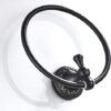 RAKUTE Black Bronze Brushed Towel Ring, Retro Towel Rack, Bathroom Pendant Black Round Towel Holder Bathroom Ring
