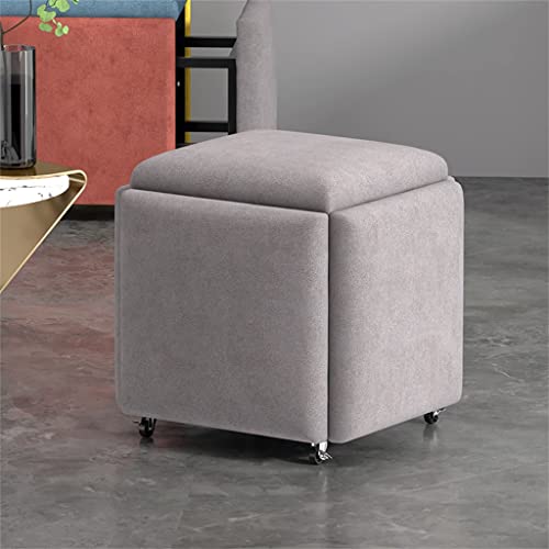 LUKEO Stool Household Stool Combination Stool 5 In 1 Restaurant Living Room Small Stool Sofa Stool Storage (Color : Argento, Size : As show)