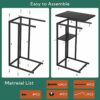 Yusong C Shaped End Table, Small Side Tables Slide Under Sofa Couch Bed, Small TV Tray Bedside Table for Small Spaces, Living Room, Bedroom, Blac