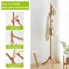 Coat Rack Freestanding Bamboo Coat TreeCoat Rack Standing Adjustable Coat With 3 Sections 8 Coat Hooks Easy Assemble Coat Hanger For Closet Hats